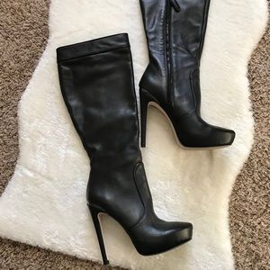 EUC soft black leather BCBG boots 6.5